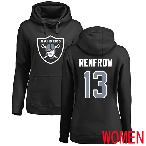 Oakland Raiders Black Women Hunter Renfrow Name and Number Logo NFL Football #13 Pullover Hoodie Sweatshirts->women nfl jersey->Women Jersey